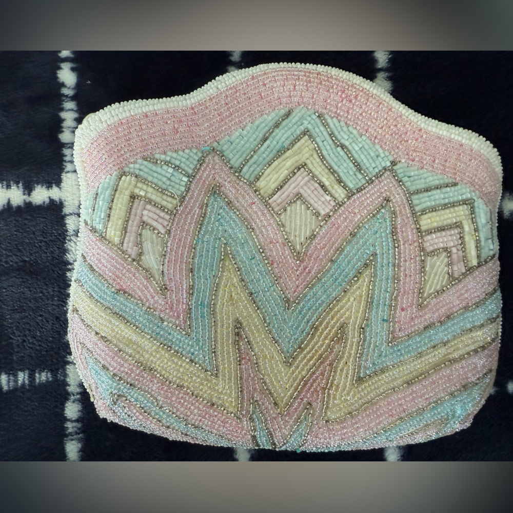 Beaded Clutch with Pastel Chevron Design